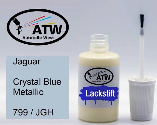 Jaguar, Crystal Blue Metallic, 799 / JGH: 20ml Lackstift, von ATW Autoteile West.